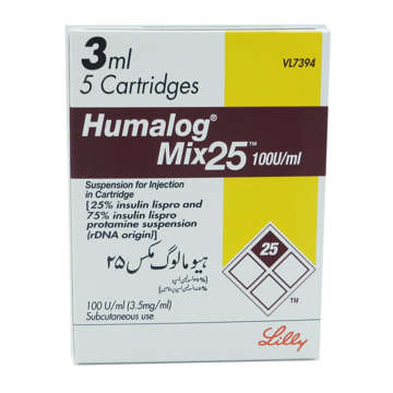 Picture of Humalog Mix 25 100iu/ml Cartridges  3mlx5
